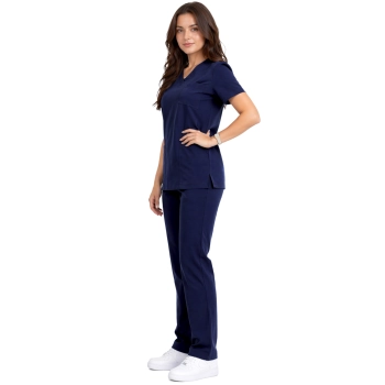 Komplet medyczny damski klasyczny ciemny granat casual premium roz. XS